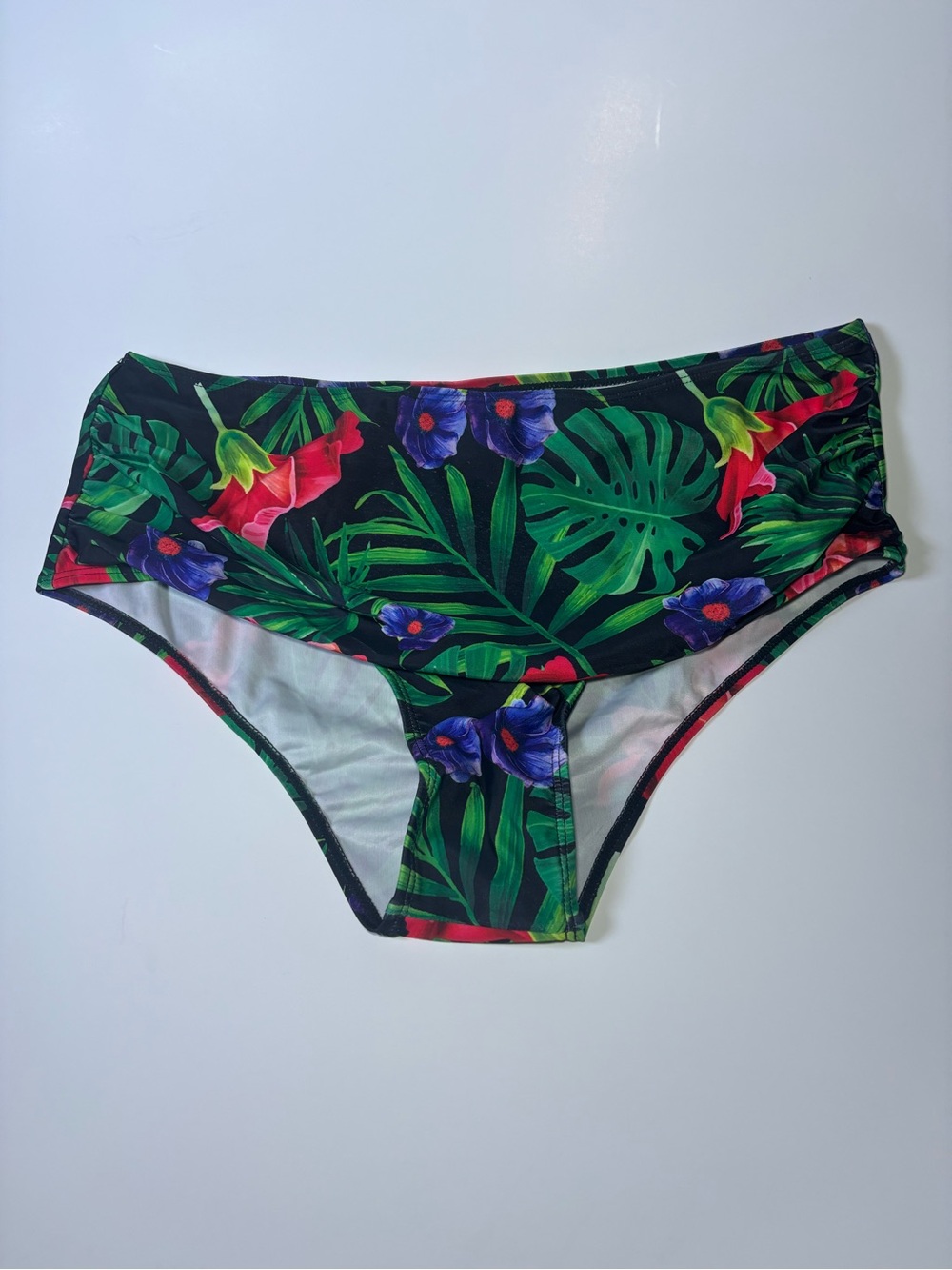 Tropical Floral Bikini Bottoms - Black Green